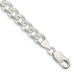 Sterling Silver 7.5mm Pavâ Curb Chain - 6