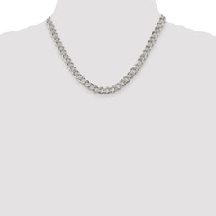 Sterling Silver Rhodium-plated 7.5mm Pavâ Curb Chain - 4