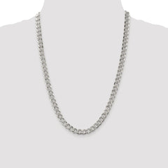 Sterling Silver Rhodium-plated 7.5mm Pavâ Curb Chain - 3