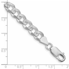 Sterling Silver Rhodium-plated 7.5mm Pavâ Curb Chain