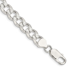 Sterling Silver 8.3mm Pavâ Curb Chain - 6