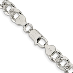 Sterling Silver Rhodium-plated 8.3mm Pavâ Curb Chain - 5