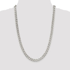 Sterling Silver Rhodium-plated 8.3mm Pavâ Curb Chain - 5