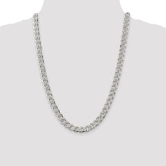Sterling Silver 9.3mm Pavâ Curb Chain - 5