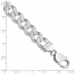 Sterling Silver Rhodium-plated 11.0mm Pavâ Curb Chain