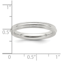 Sterling Silver 3mm Comfort Fit Half Round Milgrain Size 8.5 Band