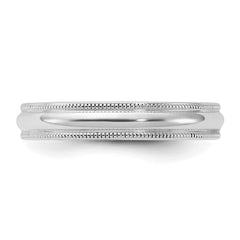 Sterling Silver Rhodium-plated 4mm Comfort Fit Milgrain Size 11 Band