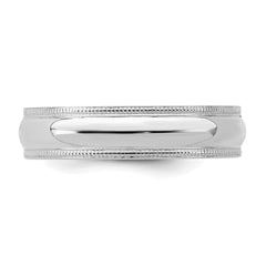 Sterling Silver Rhodium-plated 5mm Comfort Fit Milgrain Size 7.5 Band