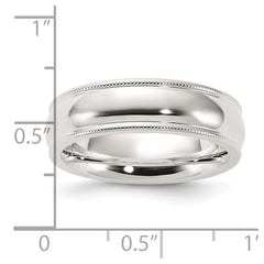 Sterling Silver 6mm Comfort Fit Half Round Milgrain Size 11 Band