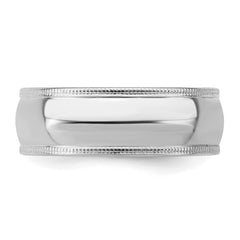 Sterling Silver Rhodium-plated 7mm Comfort Fit Milgrain Size 8.5 Band