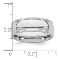 Sterling Silver Rhodium-plated 7mm Comfort Fit Milgrain Size 4 Band