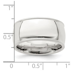 Sterling Silver 10mm Comfort Fit Half Round Milgrain Size 7 Band