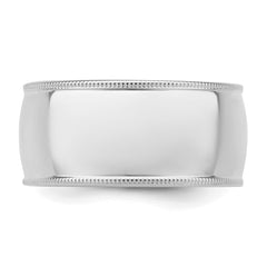Sterling Silver Rhodium-plated 10mm Comfort Fit Milgrain Size 11.5 Band