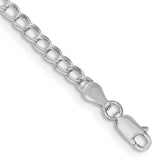 Sterling Silver 3.5mm Solid Double Link Charm Child's Bracelet - 2