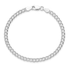 Sterling Silver RH-plated 3.5mm Solid Double Link Charm Child's Bracelet - 2