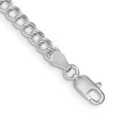 Sterling Silver Rhodium-plated 4.25mm Double Link Charm Bracelet - 3