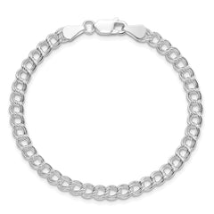 Sterling Silver Rhodium-plated 5mm Double Link Charm Bracelet - 3