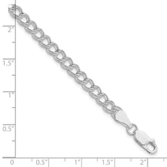 Sterling Silver Rhodium-plated 5mm Double Link Charm Bracelet - 2