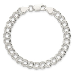 Sterling Silver 7mm Double Link Charm Bracelet - 4