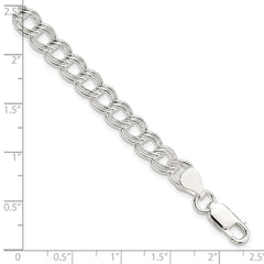 Sterling Silver 7mm Double Link Charm Bracelet - 4
