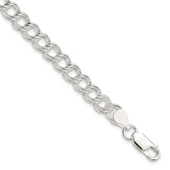 Sterling Silver 7mm Double Link Charm Bracelet - 4