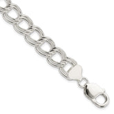 Sterling Silver 11.5mm Solid Double Link Charm Bracelet - 2