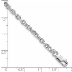 Sterling Silver Rhodium-plated 3.5mm Cable Chain - 9