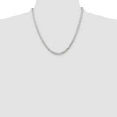 Sterling Silver Rhodium-plated Polished 5.7mm Domed Curb Chain