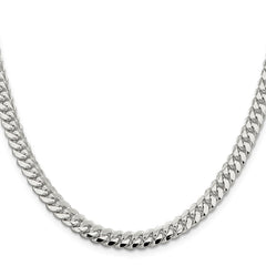 Sterling Silver 6.4mm Polished Domed Curb Chain - 5