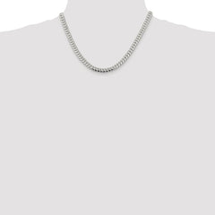 Sterling Silver Rhodium-plated 6.4mm Polished Domed Curb Chain - 5