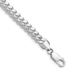 Sterling Silver Rhodium-plated 6.4mm Polished Domed Curb Chain - 4