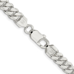 Sterling Silver Rhodium-plated 7.0mm Polished Domed Curb Chain - 5