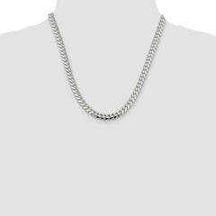 Sterling Silver Rhodium-plated 7.0mm Polished Domed Curb Chain - 4