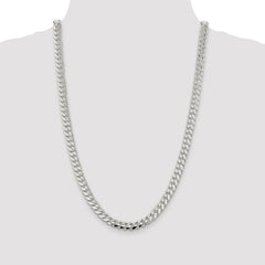 Sterling Silver Rhodium-plated 7.8mm Polished Domed Curb Chain - 3