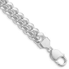 Sterling Silver Rhodium-plated 10.7mm Polished Domed Curb Chain - 5