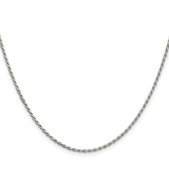 Sterling Silver Rhodium-plated 1.7mm Diamond-cut Rope Chain w/4in ext.
