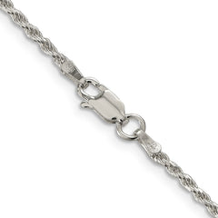 Sterling Silver 1.85mm Diamond-cut Rope Chain - 11