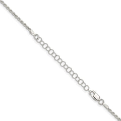 Sterling Silver 1.85mm Diamond-cut Rope Chain w/2in ext.