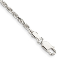 Sterling Silver 2.5mm Diamond-cut Rope Chain - 10