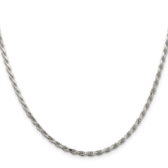Sterling Silver Rhodium-plated 2.5mm Diamond-cut Rope Chain - 4