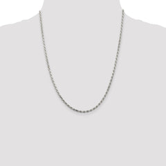 Sterling Silver Rhodium-plated 2.5mm Diamond-cut Rope Chain - 3