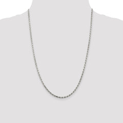 Sterling Silver Rhodium-plated 2.5mm Diamond-cut Rope Chain - 10