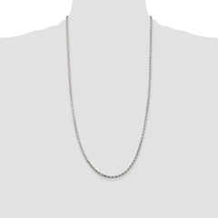 Sterling Silver Rhodium-plated 2.5mm Diamond-cut Rope Chain - 4