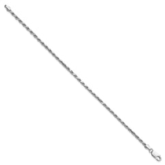 Sterling Silver Rhodium-plated 2.5mm Diamond-cut Rope Chain - 11