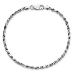 Sterling Silver Rhodium-plated 2.5mm Diamond-cut Rope Chain - 12