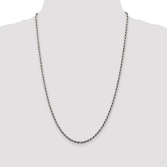 Sterling Silver Rhodium-plated 2.75mm Diamond-cut Rope Chain - 4