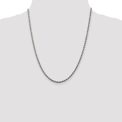 Sterling Silver Rhodium-plated 2.75mm Diamond-cut Rope Chain - 10