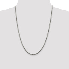 Sterling Silver Rhodium-plated 2.75mm Diamond-cut Rope Chain - 6