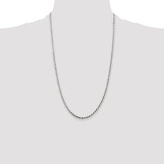Sterling Silver Rhodium-plated 2.75mm Diamond-cut Rope Chain - 7