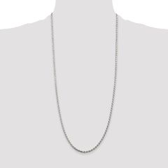 Sterling Silver Rhodium-plated 2.75mm Diamond-cut Rope Chain - 4
